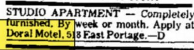 Doral Motel (Dor-Al Motel) - Mar 1974 Ad (newer photo)